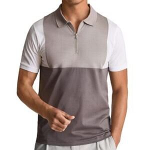 Reiss NWOT Samuel Color Block Pique Polo Shirt Men's Size L Half Zip 100% Cotton
